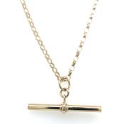 Vintage 9ct Yellow Gold 20” Round Belcher Chain And Straight T-Bar Necklace image