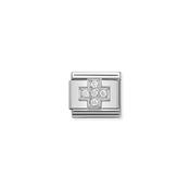 Composable Classic SYMBOLS in stainless steel , enamel and 925 sterling silver Cross in silver and stones image