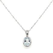 9ct White Gold Earth Grown Oval Aquamarine Pendant