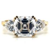 9ct Yellow Gold Assher &amp; Heart Cut Cubic Zirconia Ring image