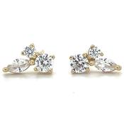Forma Golden Round And Marquise Cz Stud Earrings image