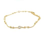 Golden Beaded &amp; Rubover Cz Bracelet