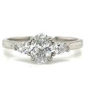 Cynthia - Platinum .76ct Laboratory Grown Oval and Side Pear Diamond Engagement Ring image