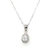 9ct White Gold Cubic Zirconia Pear Cluster Pendant image