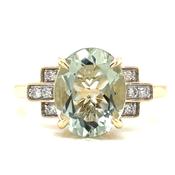 9ct Yellow Gold 2.31ct Earth Grown Oval Green Amethyst Ring with Side Diamonds image