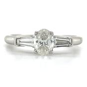 Brianna - Platinum GIA Oval Diamond Engagement Ring with Baguette Side Stones image