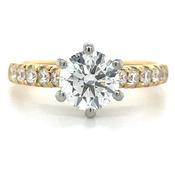 Felicity - 18ct Yellow Gold 1.50ct Laboratory Grown Six Claw Round Solitaire Diamond Engagement Ring With Castle Set Shoulders image