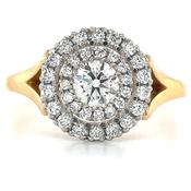 Kelly - 18ct Rose Gold Earth Grown Round Brilliant Double Halo Split Shoulder 0.71ct Diamond Engagement Ring image