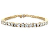 14ct Yellow Gold 7.10-7.13ct Laboratory Grown Diamond Tennis Bracelet