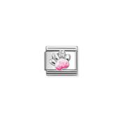 Composable CL SIMBOLS stainless steel, enamel, Cub. Zirc and 925 sterling silver Paw pink white