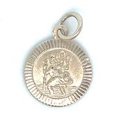 Vintage 9ct Yellow Gold Small Flat St Christopher Medal Pendant image