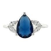 Sterling Silver Sapphire And Cz Ring image