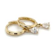 9ct Yellow Gold Clicker Hoops With Pear Cz Drop
