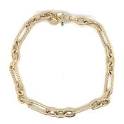 9ct Yellow Gold Plain And Detailed Oval Curb Link Bracelet