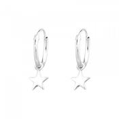 Childrens Sterling Silver Hanging Star Hoop Earrings