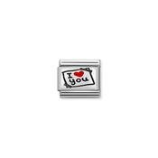 Composable Classic SYMBOLS in stainless steel,enamel and 925 sterling silver Post-It I Love You Red Heart