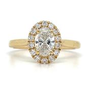 Ruth - 18ct Yellow Gold Laboratory Grown 1.01ct Castle Set Oval Halo Diamond Engagement Ring image