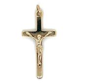 Vintage 9ct Yellow Gold Flat Crucifix Pendant