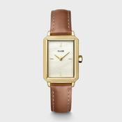 Cluse Fluette Watch Leather Nutshell, Sand Texture White, Gold Colour