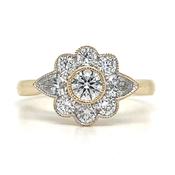 14ct Yellow Gold Floral Laboratory Grown 0.92ct Diamond Ring image