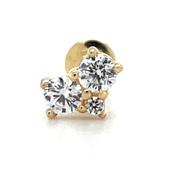 9ct Yellow Gold Round Triple Cz Single Flatback Earring image