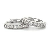 9ct White Gold Cz Set Clicker Huggie Hoop Earrings