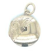Vintage 9ct Yellow Gold Half Engraved Round Locket Pendant image