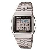 Casio Vintage Silver World Dial Digital Watch