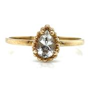 9ct Yellow Gold Earth Grown Pear Cut 0.50ct Green Amethyst Ring with Dotted Edge image