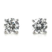 14ct White Gold 2.01ct Laboratory Grown Round Diamond Four Claw Earrings