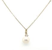 9ct Yellow Gold Cz And Pearl Necklace image