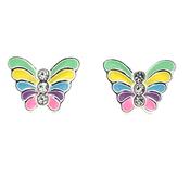 Childrens Sterling Silver Multi Coloured Butterfly Earrings