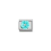 Composable Classic Symbols in stainless steel with 9k rose gold Flower in Turquoise