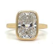 Flora - 18ct Yellow Gold Laboratory Grown 4.03ct Regtangular Cushion Cut Bezel Set Diamond Ring image