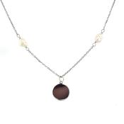 9ct White Gold Baroque Pearl &amp; Disc Pendant image