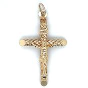 Vintage 9ct Yellow Gold Crucifix With Twisted Detail Pendant
