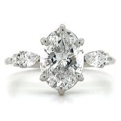 Alexa - Platinum 3.37ct Laboratory Grown Six Claw Oval Diamond Engagement Ring With Side Stones