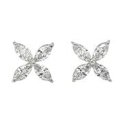 18ct White Gold Laboratory Grown 0.33ct-0.37ct Marquise Diamond Flower Stud Earrings image