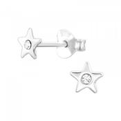 Childrens Sterling Silver Cz Star Earrings