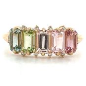 18ct Yellow Gold Earth Grown 1.42ct Pastel Tourmaline &amp; Diamond Ring