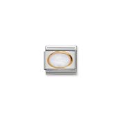 Composable Classic oval hard stones in stainless steel and 18k gold WHITE OPAL