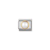 COMPOSABLE Classic ROUND STONES in stainless steel with 18k gold WHITE PEARL
