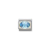 COMPOSABLE Classic FACETED CUBIC zirconia, stainless steel and 18k gold LIGHT BLUE