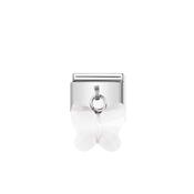 COMPOSABLE Classic links in stainless steel with CRYSTAL butterflies White