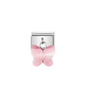 COMPOSABLE Classic links in stainless steel with CRYSTAL butterflies Pink