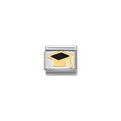 COMPOSABLE Classic BACK TO SCHOOL in stainless steel with enamel and 18k Black graduation hat