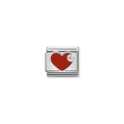 Composable CL SYMBOLS stainless steel, enamel, 1 Cub. Zirc and 925 sterling silver RED heart
