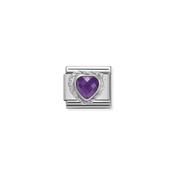 Comp. CL HEART FACETED CZ in stainless steel E 925 sterling silver twisted setting PURPLE Heart