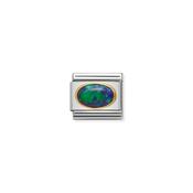 Composable Classic oval hard stones in stainless steel and 18k gold Green Opal