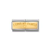 Composable Classic DOUBLE ENGRAVED steel and 18k gold CUSTOM I Love My Family